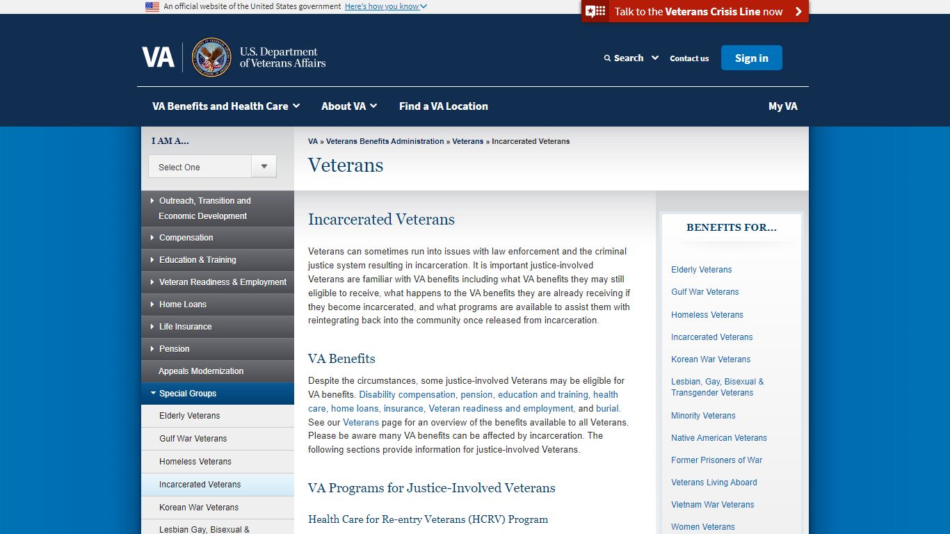 Incarcerated Veterans - Veterans - Veterans Affairs